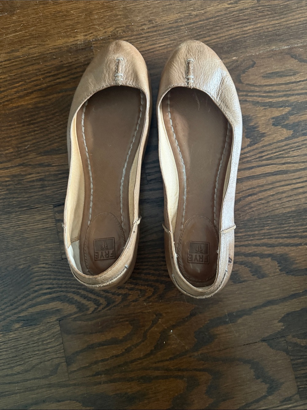 Frye Tan Leather Ballet Flats